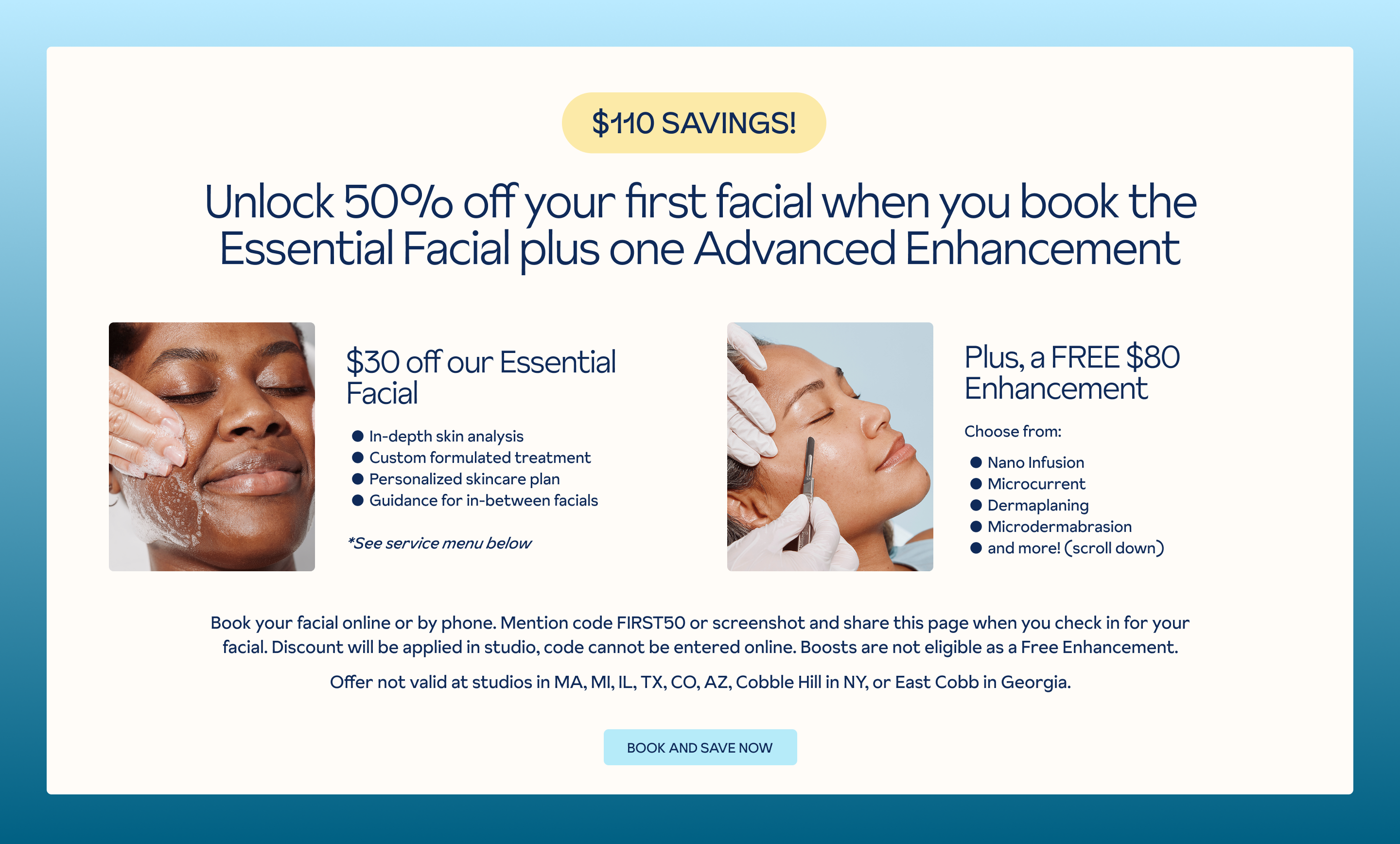 First time client offer at Heyday - save 50% off your first facial