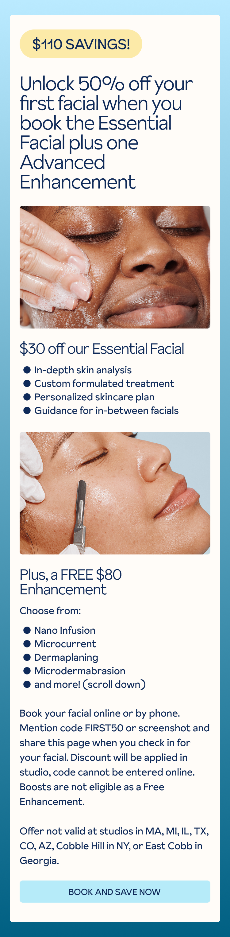 First time client offer at Heyday - save 50% off your first facial